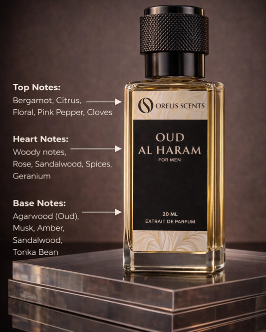 Oud Al Haram perfume bottle agarwood amber musk saffron notes Orelis Scents