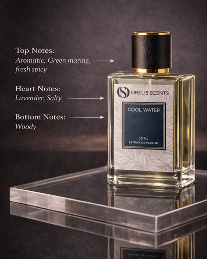 Cool Water Extrait de Parfum – aromatic green marine perfume by Orelis Scents India