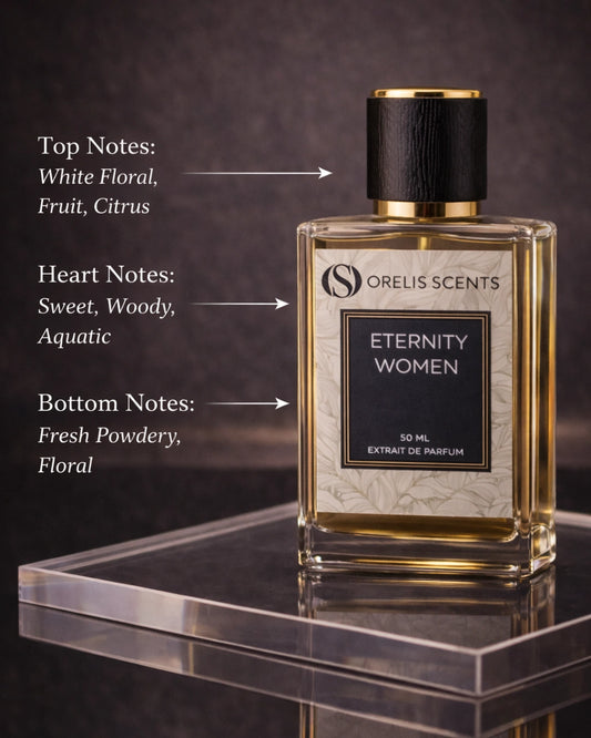 Eternity Women Extrait de Parfum – floral woody musk perfume by Orelis Scents India