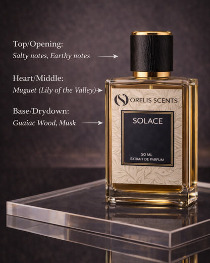 Solace Extrait de Parfum – aquatic floral woody perfume by Orelis Scents India