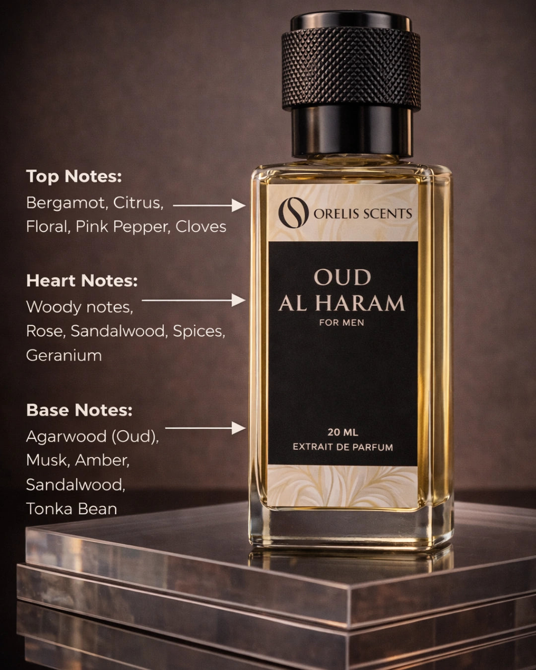 Oud Al Haram perfume bottle agarwood amber musk saffron notes Orelis Scents